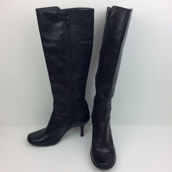 Gianni Bini | Black Brazilian Leather Heeled Boots 6M - Picture 4 of 7